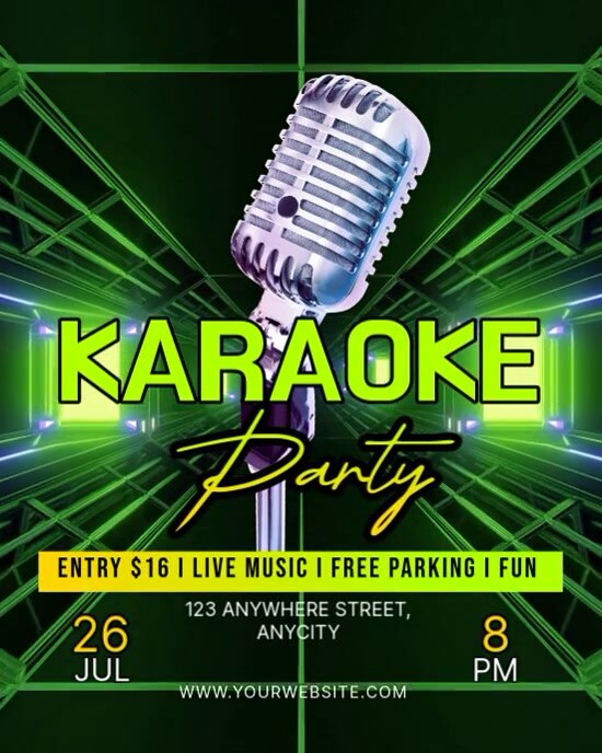 Black Neon Karaoke Party Instagram Portrait template