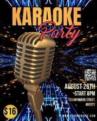 Black Neon Karaoke Party Instagram Portrait template