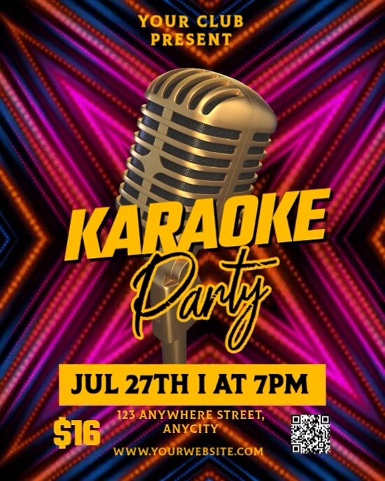 Black Neon Karaoke Party Instagram Portrait template