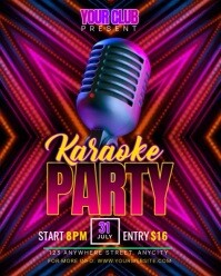 Black Neon Karaoke Party Instagram Portrait template