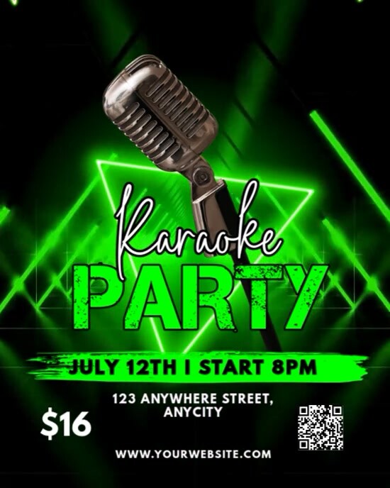 Black Neon Karaoke Party Instagram Portrait template