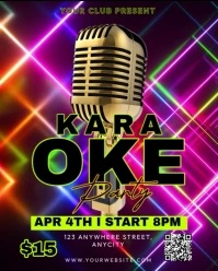 Black Neon Karaoke Party Instagram Portrait template