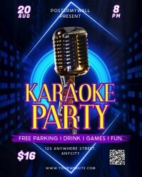 Black Neon Karaoke Party Instagram Portrait template