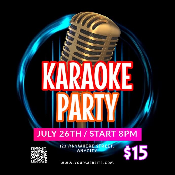 Black Neon Karaoke Party Instagram Post template