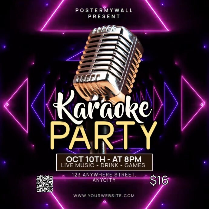 Black Neon Karaoke Party Pos Instagram template