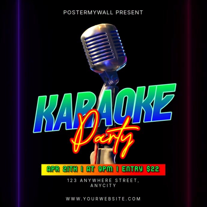 Black Neon Karaoke Party Pos Instagram template