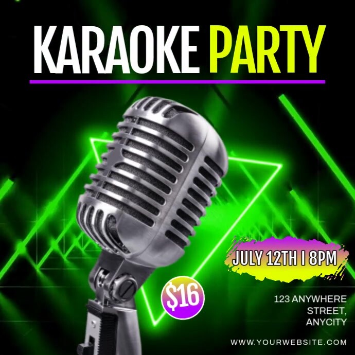 Black Neon Karaoke Party Pos Instagram template