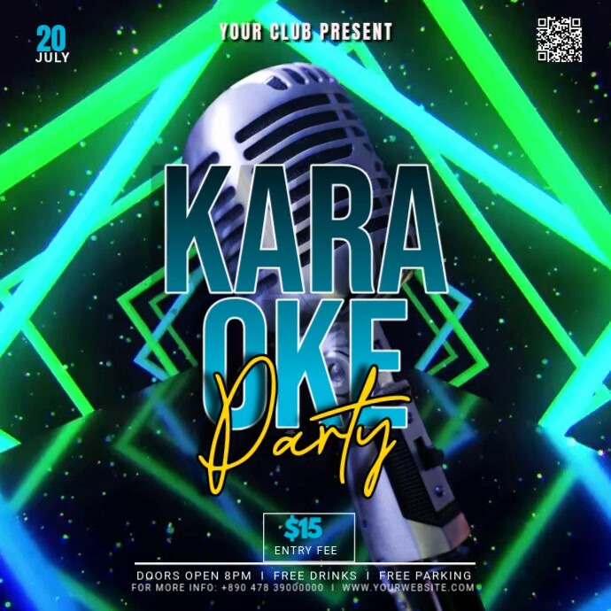 Black Neon Karaoke Party Pos Instagram template