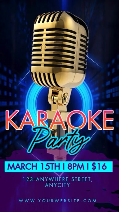 Black Neon Karaoke Party Reel Instagram template