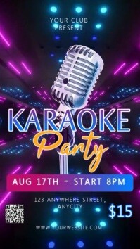Black Neon Karaoke Party Tampilan Digital (9:16) template