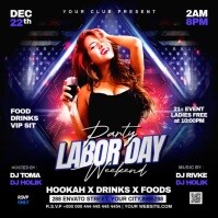 Black Neon Labor Day Party Instagram Post template