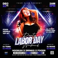 Black Neon Labor Day Party Instagram Post template