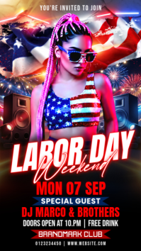 Czarny Labor Day Party Instagram Story Template
