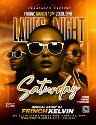 Black Neon Ladies Night Club Party Editable Creative  Flyer (us Letter) Volante (Carta US) template