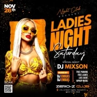 Black Neon Ladies Night Club Party  Instagram Post template
