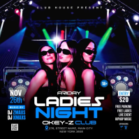 Black Neon Ladies Night Club Party Instagram Post template