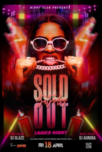 Black Neon Ladies Night Event Banner 4' × 6' Video template