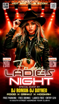 Black Neon Ladies Night Event Digital Display Video template