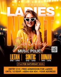 Black Neon Ladies Night Event Instagram Portrait Video template