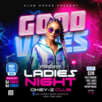 Black Neon Ladies Night Event Instagram Post Video template