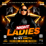 Black Neon Ladies Night Event Instagram Post Instagram-Beitrag template