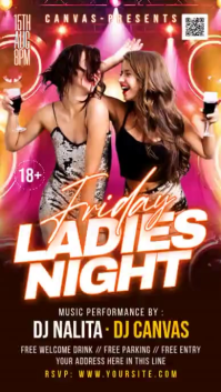 Black Neon Ladies Night Event Instagram Story Video template