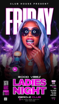 Black Neon Ladies Night Event Instagram Story Video template