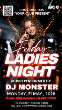 Black Neon Ladies Night Event Instagram Story Video template