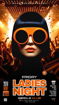 Black Neon Ladies Night Event Instagram Story Video template