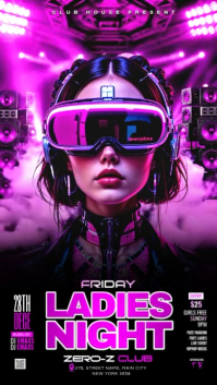 Black Neon Ladies Night Event Instagram Story Video template