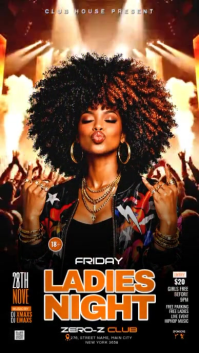 Black Neon Ladies Night Event Instagram Story Video template