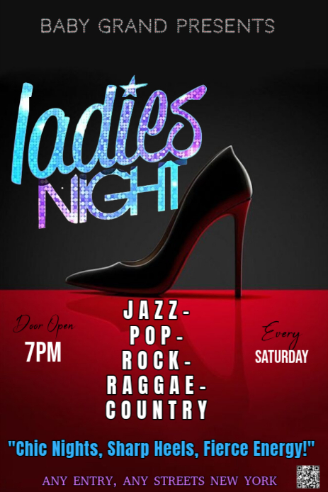 Plantilla de Black Neon Ladies Night Event Pinterest Graphic | PosterMyWall