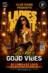Черный Ladies Night Event Poster Template