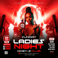 Black Neon Ladies Night Event Square Video Cuadrado (1:1) template