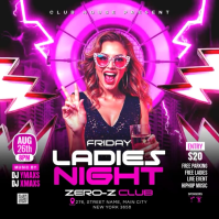 Black Neon Ladies Night Event Square Video template