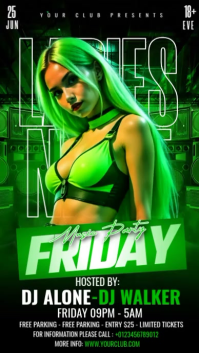 Black Neon Ladies Night Music Party Instagram Reel Video template