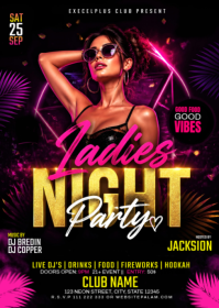 Black Ladies Night Party A6 Template