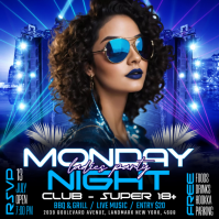 Black Neon Ladies Night Party Instagram Post template