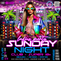 Черный Ladies Night Party Publicación de Instagram Template