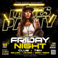 Black Neon Ladies Night Party Instagram Post Video template