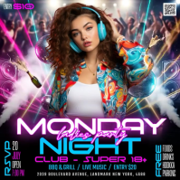 Black Neon Ladies Night Party Instagram Post Video template