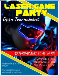 Black Neon Laser Game Party Volantino (us Letter) template