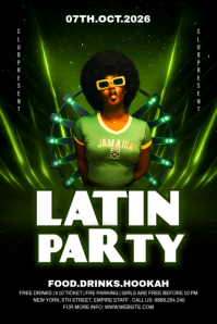 สีดำ Latin Party Banner 4' × 6' Template