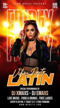 Black Neon Latin Vibes Party Instagram Story Video template