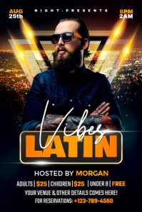 Black Neon Latin Vibes Party Poster template