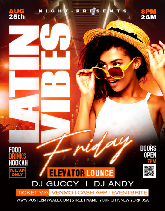 Latin Poster Examples Black Neon Latin Vibes Party Poster/wallboard Template | PosterMyWall