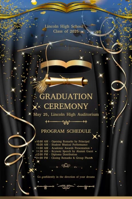 Black Neon Lincoln High School Class Of 2025 Graduation Ceremony ...