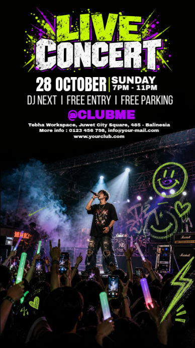 Live Concert Facebook Story Template | PosterMyWall
