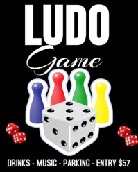 Black Neon Ludo Game Poster Instagram Portrait template
