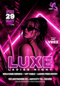 Black Neon Luxe Ladies Night Event A4 template